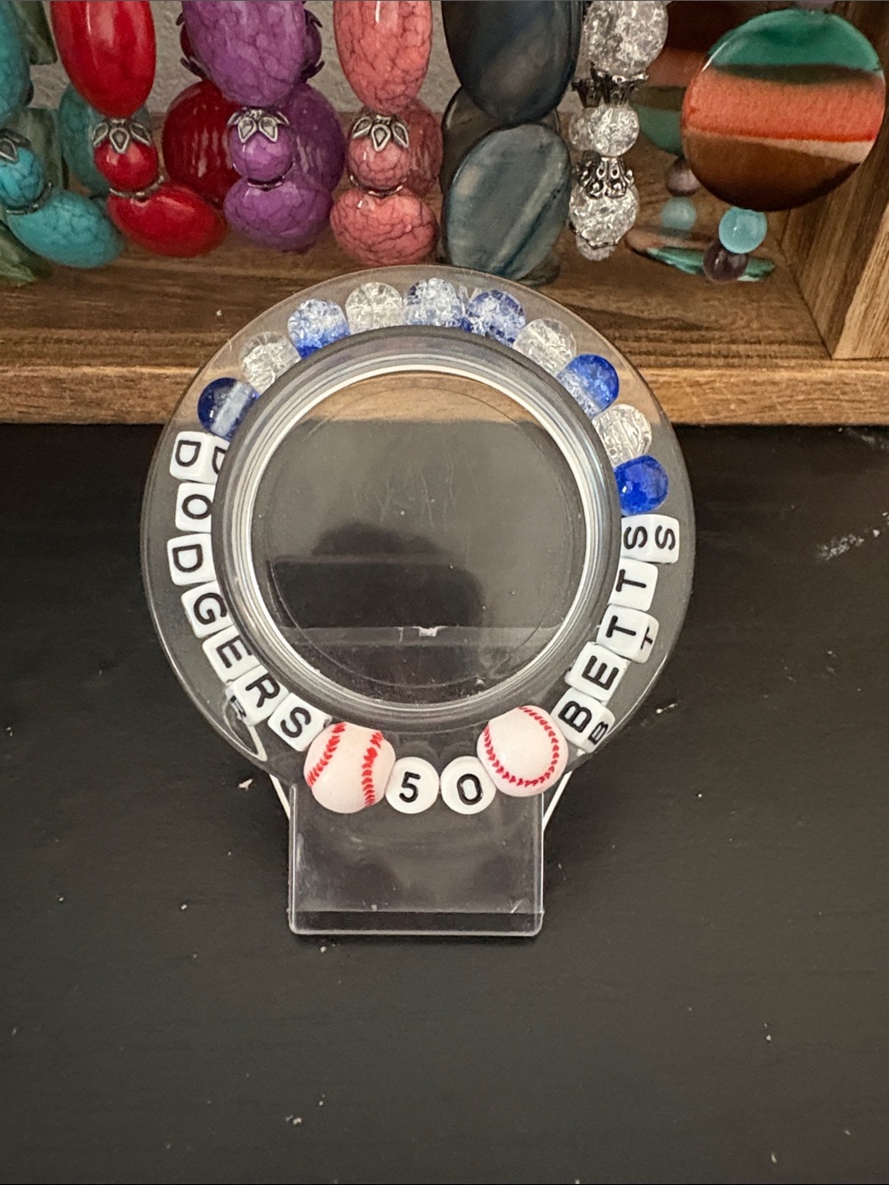 Handcrafted dodgers mookie betts beaded bracelet